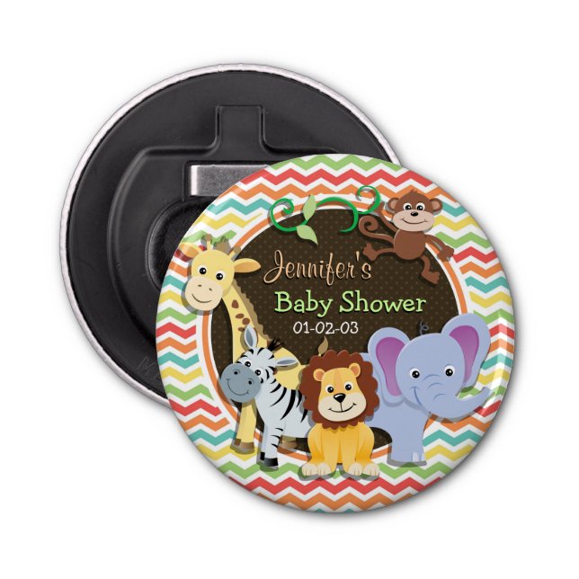 Décapsuleur Bright Rainbow Chevron Zoo Animaux Baby shower (Devant)