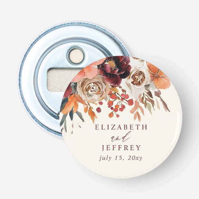 Décapsuleur Burgundy Orange Floral Fall Wedding (Devant)