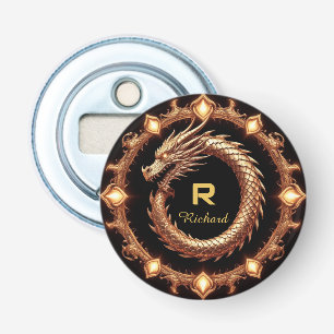 Décapsuleur 🐉 Cadre de nom de blason de dragon médiéval Emblè