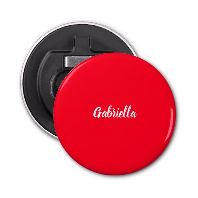 Décapsuleur Calligraphie Élégant Rouge Blanc Plaine Nom simple (Devant)