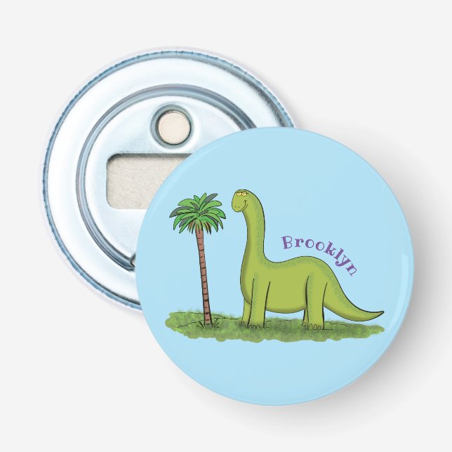 Décapsuleur Caricature de dinosaure de brontosaurus vert migno (Devant)