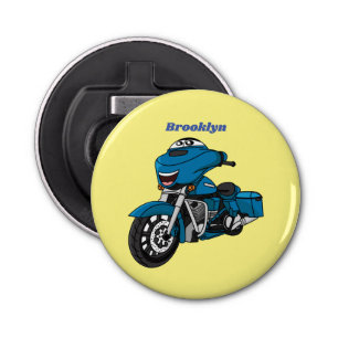 Décapsuleur Caricature joyeux bleu moto