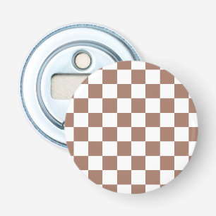 Décapsuleur Carrés à damier marron moka blanc géométrique rétr