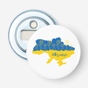 Décapsuleur Carte de l'Ukraine avec tournesol et drapeau ukrai