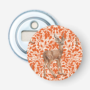 Décapsuleur Cerf sur le motif damassé de chêne décoratif en or