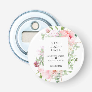 Décapsuleur Charmant cadre de mariage floral de pivoine à l'aq