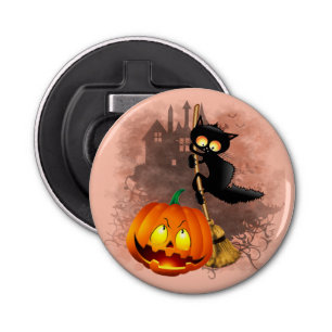 Décapsuleur Chat effrayé par Citrouille Fun Halloween caractèr
