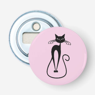 Décapsuleur Chat noir maigre fantaisiste rose