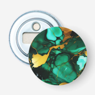 Décapsuleur Chic Elegant vert foncé jaune Faux Marble