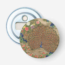 Chinoiserie Paon Bleu avec Jardin de Fleurs Exotiq