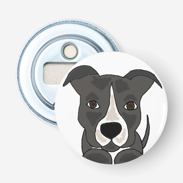 Décapsuleur Chiot gris drôle de Pitbull (Devant)