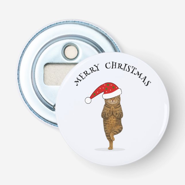 Décapsuleur Christmas yoga cat your text (Devant)