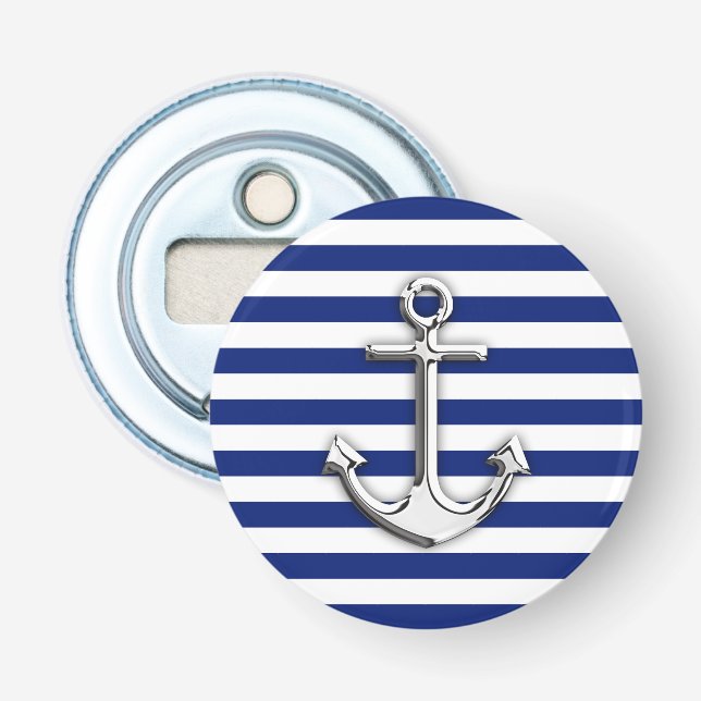 Décapsuleur Chrome Anchor on Navy Stripes (Devant)
