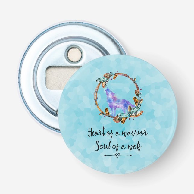 Décapsuleur Citation de typographie à l'aquarelle Wolf Boho St (Devant)