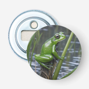 Décapsuleur "Clarté cristalline : Grenouille verte en verre su