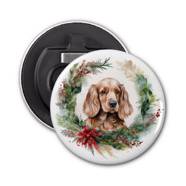 Décapsuleur Cocker Spaniel Noël Wreath Festive Pup (Devant)