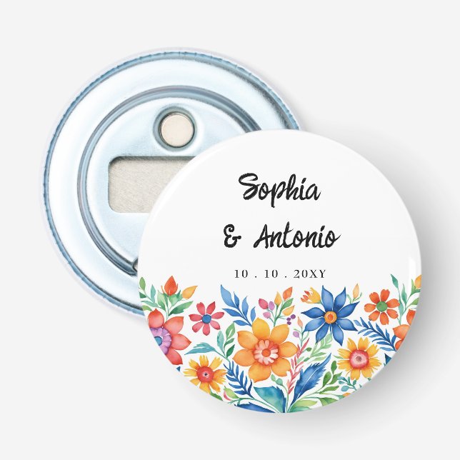 Décapsuleur Coloré mexicain Floral Fiesta Mariage (Devant)