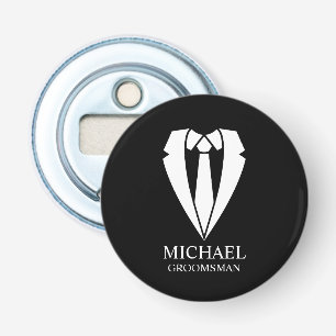 Décapsuleur Costume Mariage noir et Cravate Groomsmans personn