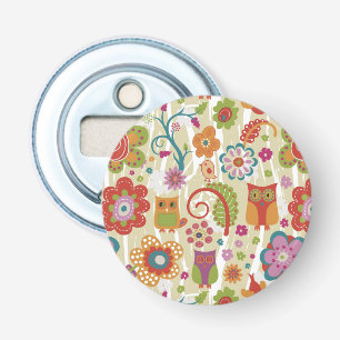Décapsuleur Couleur florale et hibou
