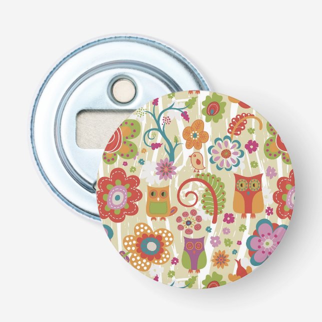Décapsuleur Couleur florale et hibou (Devant)