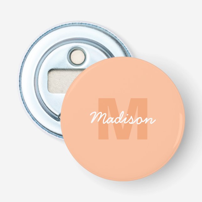 Décapsuleur Couleur pêche pastel cool avec nom de monogramme p (Devant)