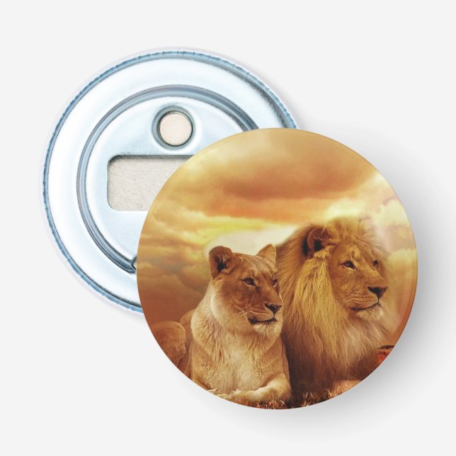 Décapsuleur Couple de lions dans le safari (Devant)