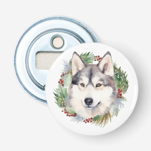 Décapsuleur Couronne de Noël festive avec Husky sibérien