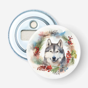 Décapsuleur Couronne de Noël festive de malamute d'Alaska