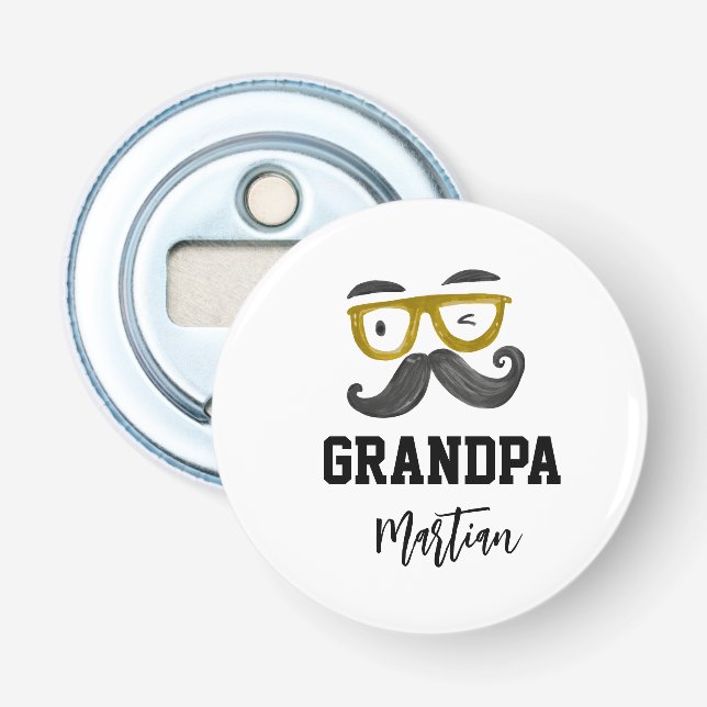 Décapsuleur Cours amusant jaune et moustache Grandpa personnal (Devant)