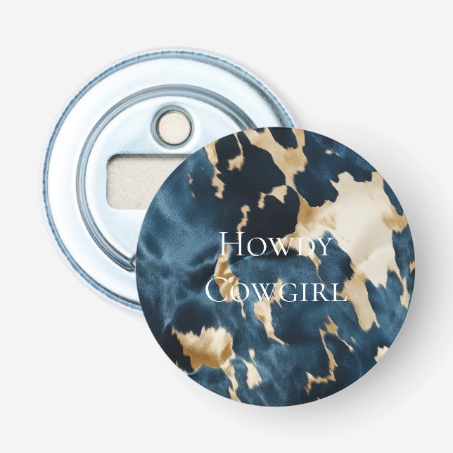 Décapsuleur Cowboy Cowgirl Western Blue Cream Gold Cowboy (Devant)
