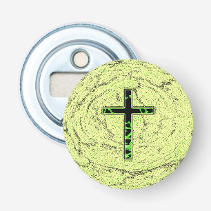 DÉCAPSULEUR CROIX NOIRE ET VERTE AVEC ARRIÈRE - PLAN EN MARBRE