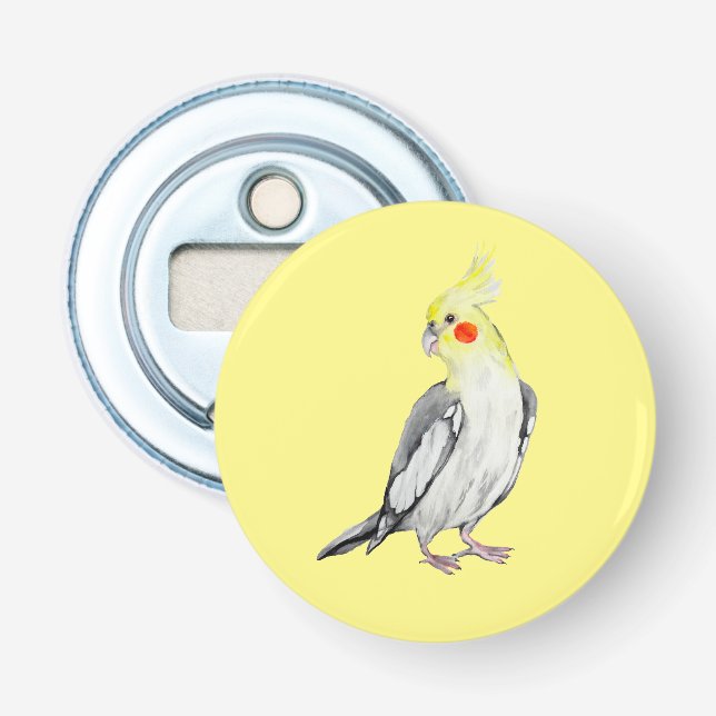 Décapsuleur Cute Cockatiel Aquarelle Parrot. (Devant)