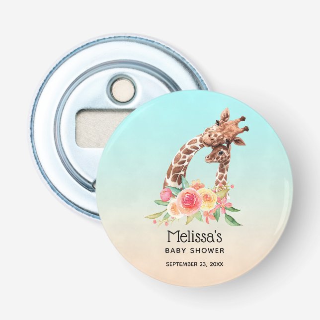 Décapsuleur Cute Giraffe Aquarelle Maman & Babe Baby shower (Devant)