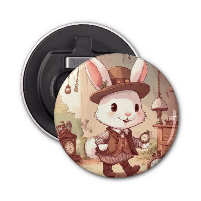 Décapsuleur Cute White Rabbit Wonderland Whimsical Timekeeper (Devant)