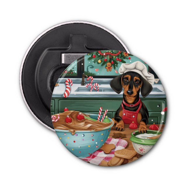 Décapsuleur Dachshund Gîtes : Noël festif (Devant)