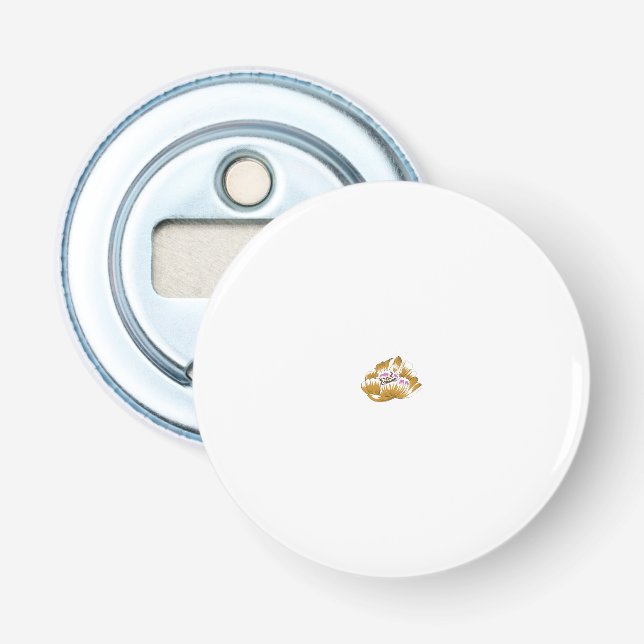 Décapsuleur dessin d'une fleur aux pétales roses et blancs (Devant)