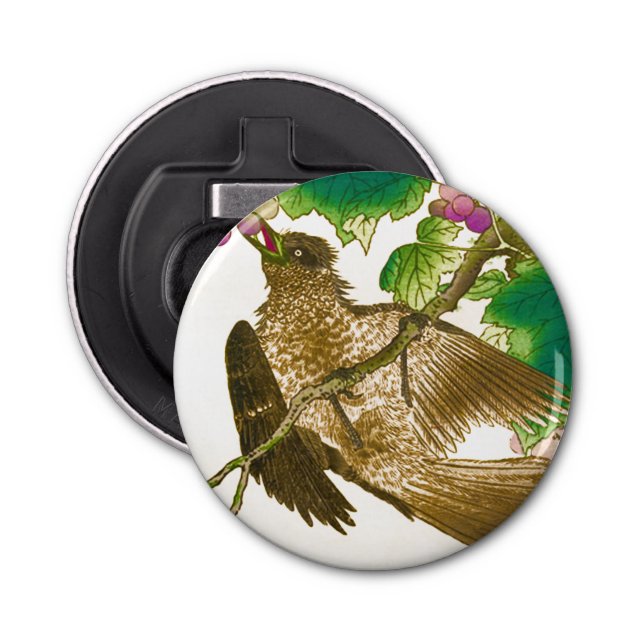 Décapsuleur Dessin japonais de Jay sur une vigne de raisin (Devant)