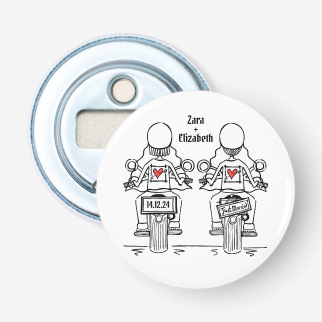 Décapsuleur Deux Mariées Biker Moto Mariage Faveur (Devant)