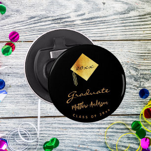 Décapsuleur Diplômé de la fête noire or casquette 2025