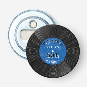 Décapsuleur Disque Vinyle Rétro Rock N Roll Bleu Anniversaire