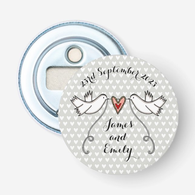 Décapsuleur Doves personnalisées Mariage Bottle Opener Favoris (Devant)
