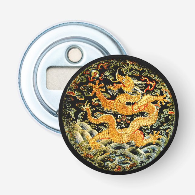 Décapsuleur Dragon d'or brodé par antiquité chinoise de (Devant)