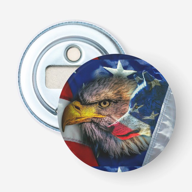 Décapsuleur Drapeau américain du loup d'aigle chauve (Devant)