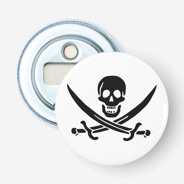 Décapsuleur Drapeau de pirate Crâne croisé épées (Devant)