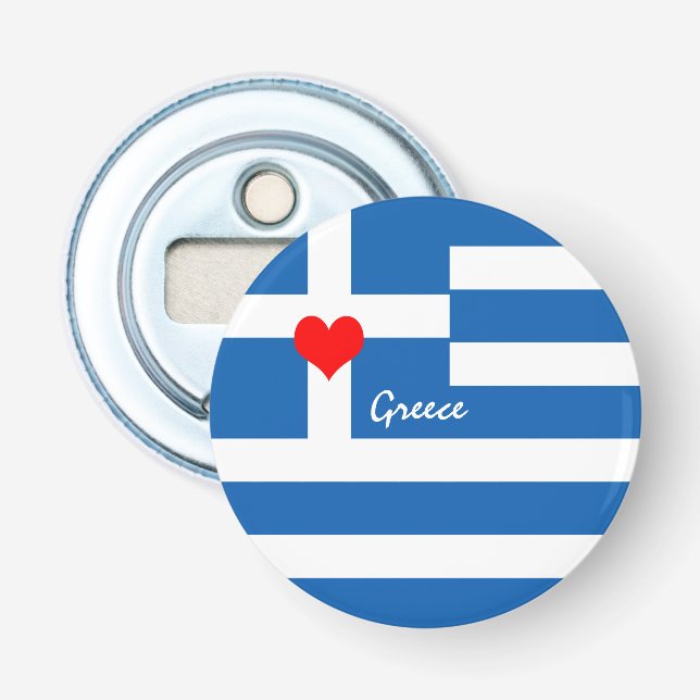 Décapsuleur Drapeau grec et coeur - Grecs fans de voyages/spor (Devant)