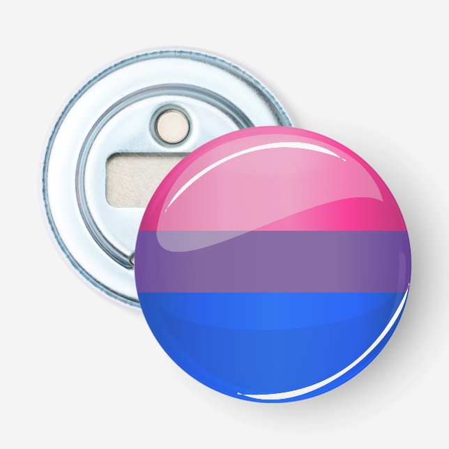 Décapsuleur Drapeau rond brillant de bisexualité (Devant)
