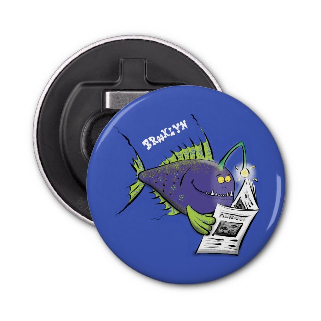 Décapsuleur Drôle caricature de poisson de pêcheur (Devant)