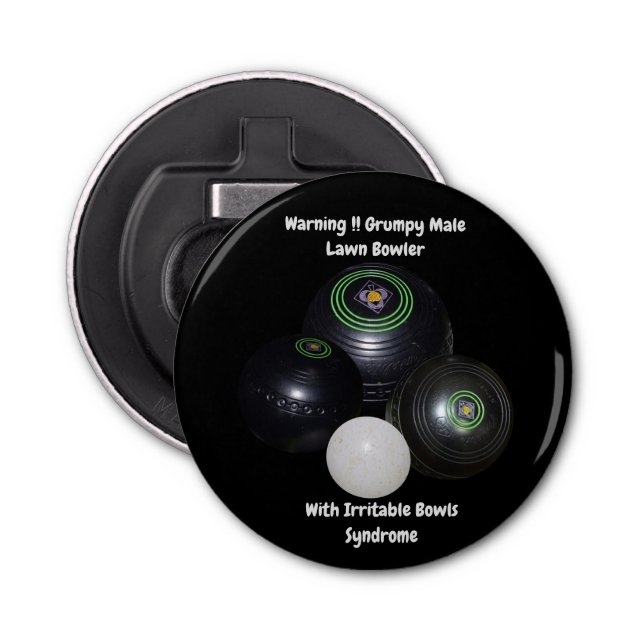 Décapsuleur Drôle Grumpy Homme Pelouse Bowler, Bottle Opener (Devant)