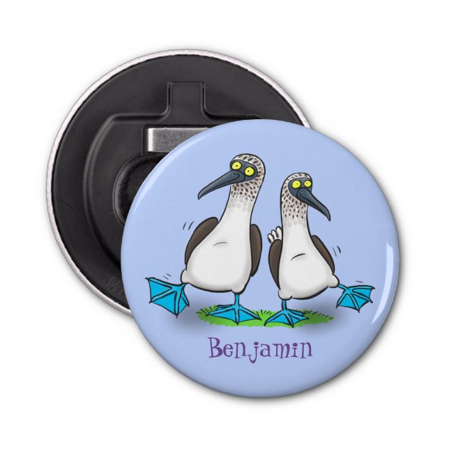 Décapsuleur Drôle, joyeux croquis à pieds bleus dansant dessin (Devant)