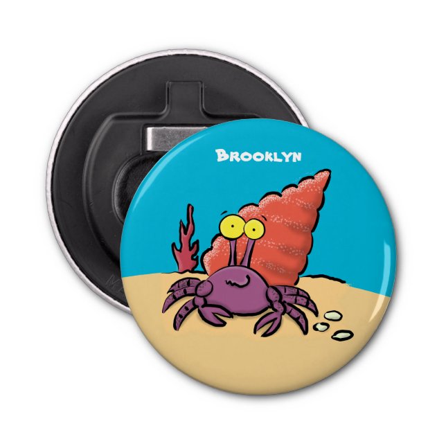 Décapsuleur Drôle mignon caricature pourpre crabe ermite (Devant)